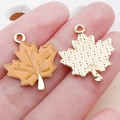Pendentif feuille d'érable en alliage avec émail orange pour la création de bijoux DIY - Feuille d'Érable à l'Huile Jaune (25055) / 23x19x2mm
