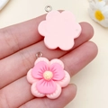 DIY pink resin cherry blossom flower pendant with silver loop for jewelry making - Pink Resin Plum Blossom (24338) / 28x23x8mm