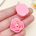 Fuchsia resin rose flower charms with silver loop for DIY jewelry making and handmade crafts - Rose Red Resin Rose (24344) / 25x21x11mm