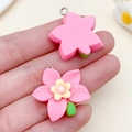 Rose red resin flower pendant with silver jump ring for DIY jewelry making and crafts - Rose Red Resin Orchid (24347) / 26x24x7mm