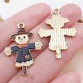 Pendentif épouvantail en alliage émaillé DIY avec gouttes d'huile colorées pour bijoux - Épouvantail à l'Huile Noir (25060) / 31x21x2mm