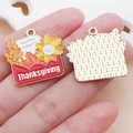 Pendentif de Thanksgiving en alliage avec émail tournesol feuille d'érable et récolte - Enveloppe Tournesol à l'Huile Rouge (25071) / 24x25x1mm