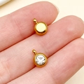 Colgante de piedra natal de 6mm en acero dorado con cristal para creación de joyas DIY - Dorado - Abril Blanco (T2896)