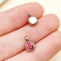 Pendentif rond 6mm en acier inoxydable avec cristal rouge pour la création de bijoux DIY - Pierre Couleur Acier Violet Clair Juin (T2912)