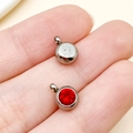 Pendentif rond 6mm en acier inoxydable avec pierre rouge rubis et anneau de suspension - Pierre Couleur Acier Rouge Vif Juillet (T2913)