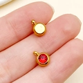 Colgante de acero inoxidable dorado de 6 mm con piedra de nacimiento roja para joyería - Dorado - Julio Rojo Brillante (T2899)