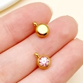 Colgante de acero inoxidable dorado de 6mm con piedra de nacimiento rosa para DIY - Dorado - Octubre Rosa Claro (T2902)