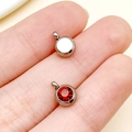 Pendentif rond en zircon rouge foncé avec monture en acier pour fabrication de bijoux - Novembre Champagne Brun Couleur Acier Pierre d'Étoile (T2917)