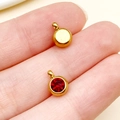 Colgante de acero dorado de 6mm con piedra de nacimiento roja redonda para joyería DIY - Dorado - Noviembre Champaña Oscuro (T2903)