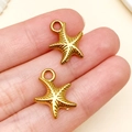 Gouden roestvrijstalen zeesterbedeltje voor handgemaakte DIY sieraden accessoires - Gouden Zeester Stijl (T2270) / 16x13x3mm