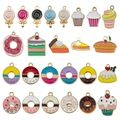 Assorted enamel alloy dessert charms including donuts and cupcakes for DIY jewelry making - Assorted Sweet Food Styles (SN1558)