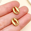 Gedetailleerde gouden schelphanger van vacuüm verguld roestvrijstalen accessoires - Kleine Gouden Schelp Stijl (T2273) / 12x8x2mm