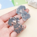 Pendentifs teckel en acrylique pour bijoux DIY avec impression de chien recto-verso - Teckel (24030) / 42.5x29x2mm