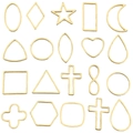 19-piece set of gold vacuum-plated stainless steel geometric pendants for DIY jewelry making - Medium Geometric Frames Mix (SN1486) / Vacuum Gold Plated