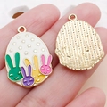 Cartoon Easter bunny egg pendant charm in colorful zinc alloy for DIY jewelry - White Enamel Long Ear Bunny Egg