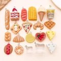 Collection of 20 mini resin food charms including popcorn and cakes with metal rings - Mixed Food Series (SN1542)