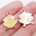 Cute yellow enamel chick pendant with star glasses for DIY bracelet jewelry making - Yellow Enamel Chick with Star Glasses