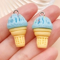 Miniature resin blue ice cream cone charms with colorful sprinkles for DIY jewelry crafts - Lake Blue Ice Cream