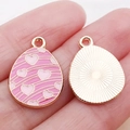 Zinc alloy Easter egg charm with pink enamel heart and golden sunburst texture back - Pink Purple Enamel Heart Egg