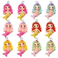 Set of 12 resin cartoon mermaid princess pendants with stars and colorful fishtail designs - Resin Mermaid Set (SN1515)
