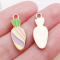 Zinc alloy carrot charm with colorful enamel stripes and gold-tone backing for DIY jewelry - Colorful Enamel Carrot