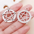 Ciondoli a stella in lega argento antico per la creazione di gioielli fai da te e hobby - Stella Pentagramma (28x31mm)