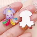 Schattige hars octopus bedel met kleurrijke tentakels en zilveren ring voor DIY-werk - Paarse Hars Octopus