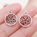Set di due ciondoli a pentagramma in argento vintage per la creazione di gioielli e artigianato - Tondo Pentagramma (13x16mm)