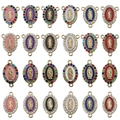 Dijes de la Virgen de Guadalupe con esmalte colorido y brillantes para bisutería DIY - Conjunto Virgen María Oro KC (HK846)