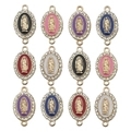 Colgantes religiosos Virgen María con esmalte de colores y diamantes para joyería DIY - Conjunto Virgen María Oro KC 2-Agujeros (SN390)