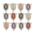 Set de dijes religiosos de la Virgen María con esmalte y pedrería para joyería DIY - Conjunto Virgen María Oro KC 3-Agujeros (SN391)