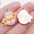 Zinc alloy Easter pendant with purple egg, bunny, and orange ribbon for DIY jewelry - Purple Enamel Easter Bunny Egg