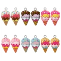 Colorful resin ice cream pendant charms for DIY jewelry making in six assorted colors - Mixed Ice Cream Cone Collection