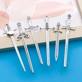 Set of 6 vintage silver sword pendants in antique style for DIY jewelry making - Assorted Sword Style Set