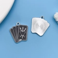 Gothic Three of Swords tarot pendant charm in black enamel and silver alloy finish - Three Swords Heart Tarot Card (18116) / 20x22mm
