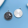 Dark style sun and moon round alloy pendants with black enamel for DIY jewelry making - Round Sun Moon Card (18118) / 17x20mm