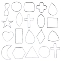 19-piece silver stainless steel hollow geometric frames for resin jewelry making DIY - Large Geometric Frames Mix (SN1482) / Steel