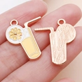 Zitronen-Getränkebecher-Anhänger aus gelber Emaille mit Roségoldkanten für DIY-Schmuck - Emaille Limonadengetränk / Gelb