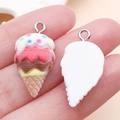 DIY resin ice cream cone pendant with multi-layer colors and a metal hanging ring - White Ice Cream Cone (24465)