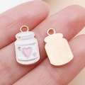 Herz-Treibflasche Anhänger in Roségold mit Emaille für DIY-Schmuckherstellung - Emaille Babyflasche / Weiß