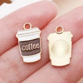Cute coffee cup enamel charms in white and brown for DIY jewelry making accessories - Enamel Coffee Cup (21182)