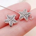 Vintage silver star-shaped beads for DIY jewelry with textured surface and side holes - Ocean Starfish Pentagram Spacer Bead (15974) / 1 Piece (9x8mm) / Antique Silver