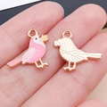 Colgante de pájaro en esmalte rosa y aleación de zinc para joyería artesanal - Paloma Mensajera Esmaltada Rosa (25175)