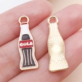Klassischer Cola-Flaschen-Emaille-Anhänger für DIY-Schmuck mit goldener Rückseite - Emaille Colaflasche (COLA) / Kaffeebraun