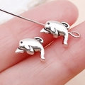 Antique silver dolphin spacer bead and metal pin accessory for DIY jewelry making - Dolphin Spacer Bead (15979)