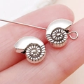 Antique silver nautilus shell spacer beads for DIY jewelry making and craft projects - Ocean Conch Spacer Bead (15982)
