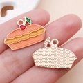 Cute enamel orange cake pendants made of zinc alloy for DIY jewelry crafting - Orange Enamel Thanksgiving Fruit Pie (19341)