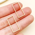Gold vacuum-plated rectangular geometric hollow charms for DIY earring making - Rectangle Shape (T1828) / Gold