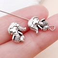 Antique silver mermaid charm beads for DIY bracelet jewelry making with retro details - Ocean Mermaid Spacer Bead (15986)