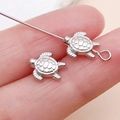 Antique silver sea turtle spacer beads for DIY ocean themed jewelry making - Small Ocean Baby Turtle Spacer Bead (16369)